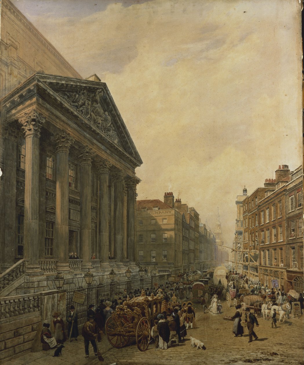Het Mansion House vanaf Poultry kijkend naar Cheapside richting St. Mary-Le-Bow door Frederick Nash
