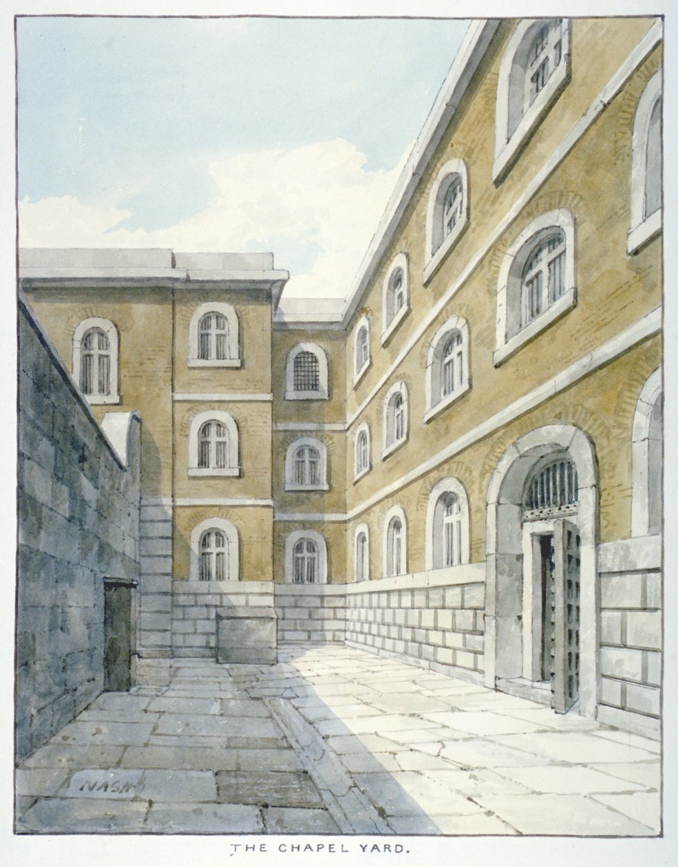 De kapelyard in Newgate Prison, Old Bailey, City of London, 1840 door Frederick Nash