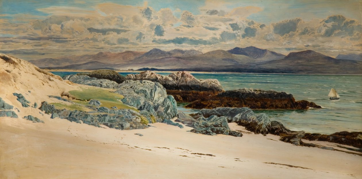 Snowdon en Caernarvon vanaf Llanddwyn Island, 1917 door Frederick William Hayes