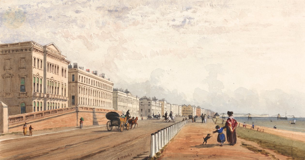 Brighton: de voorkant en de kettingpier in de verte door Frederick William Woledge