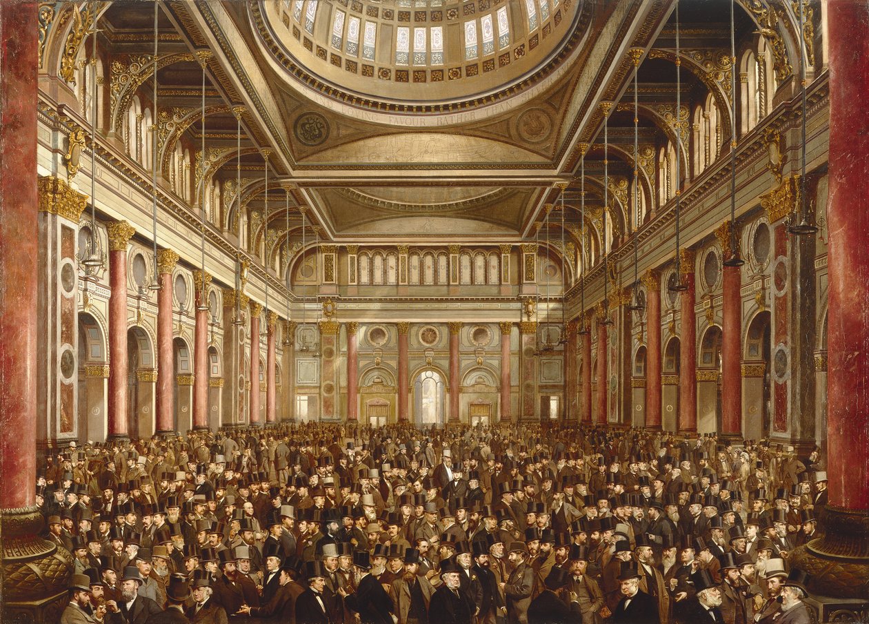 Interieur van de Manchester Exchange door Frederick and Saunders H.L. (19th Century) Sargent