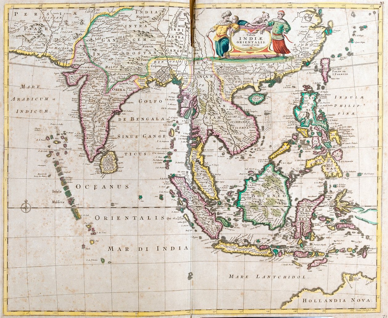 Kaart van Oost-Indië (Zuid- en Zuidoost-Azië) door Frederick de Wit