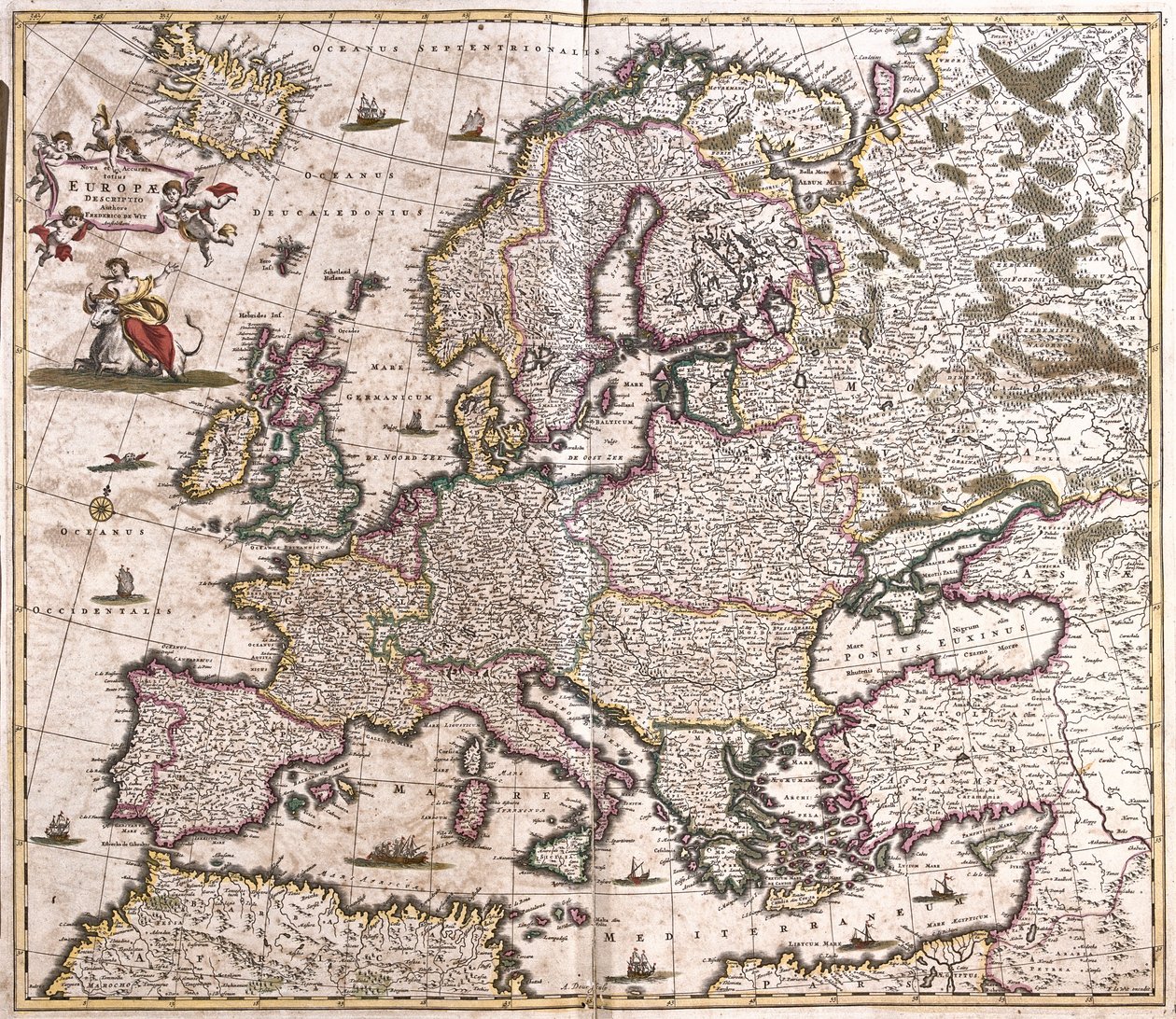 Kaart van Europa door Frederick de Wit