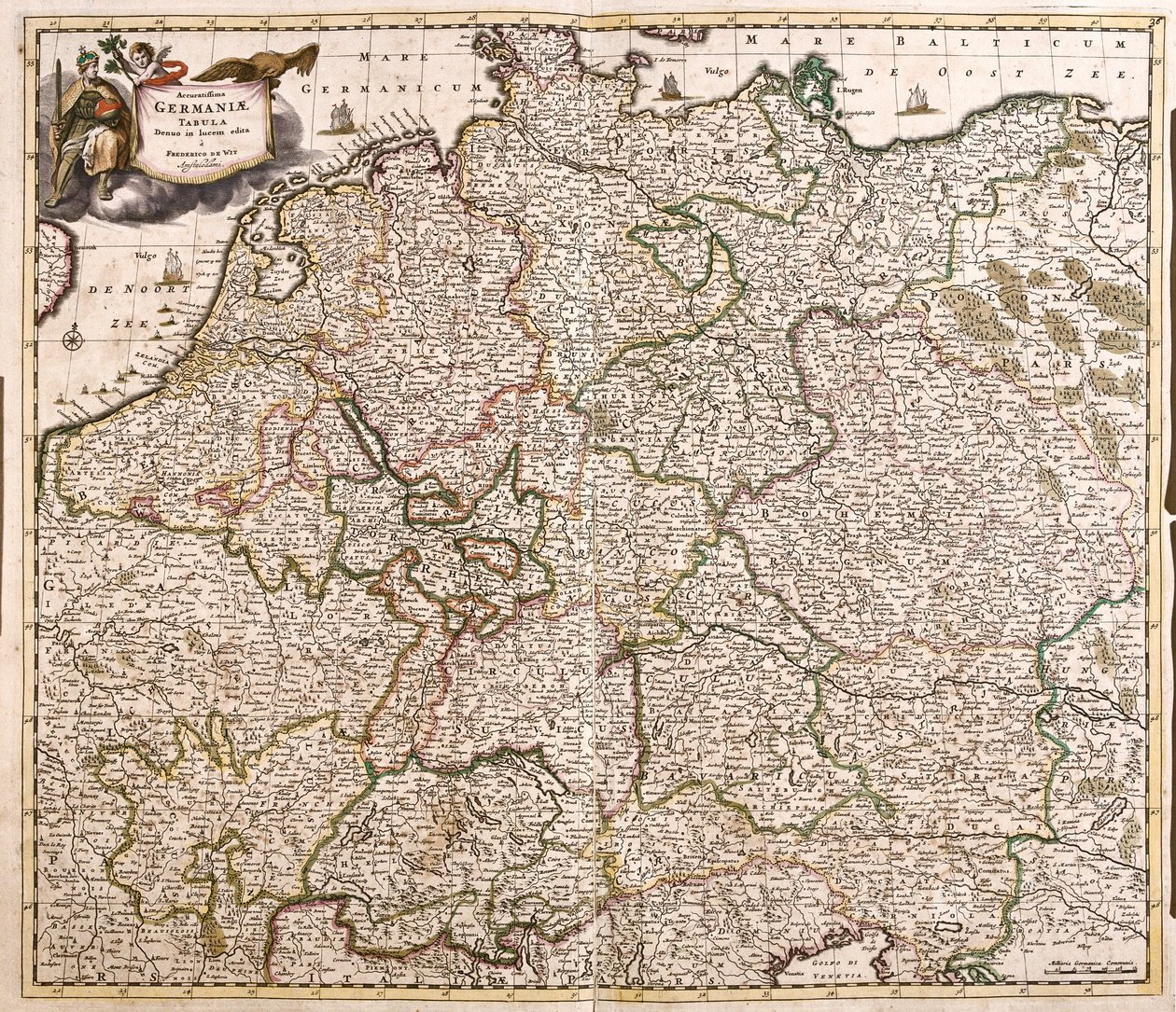 Kaart van Duitsland (ets) door Frederick de Wit