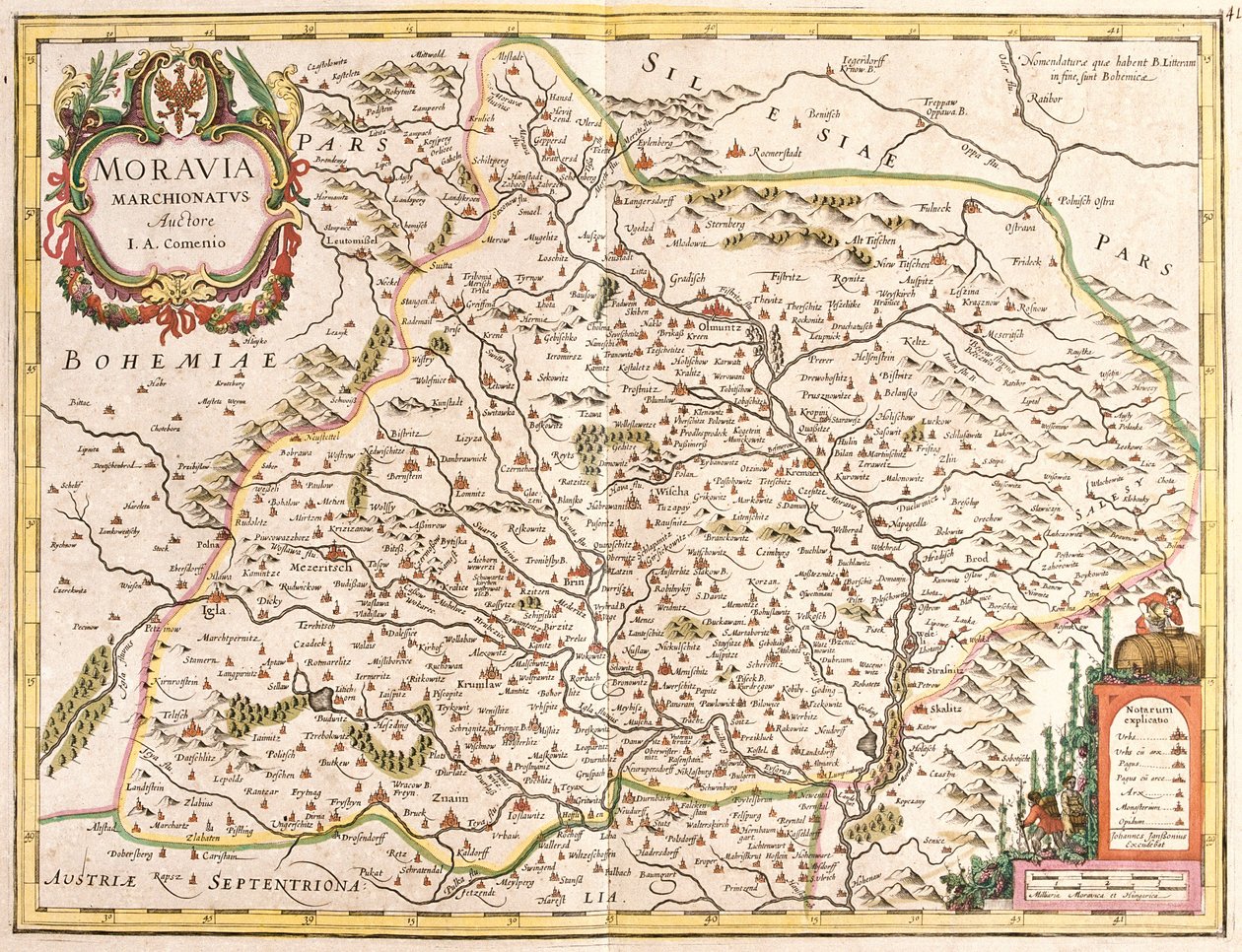 Kaart van Moravië, Tsjechië door Frederick de Wit