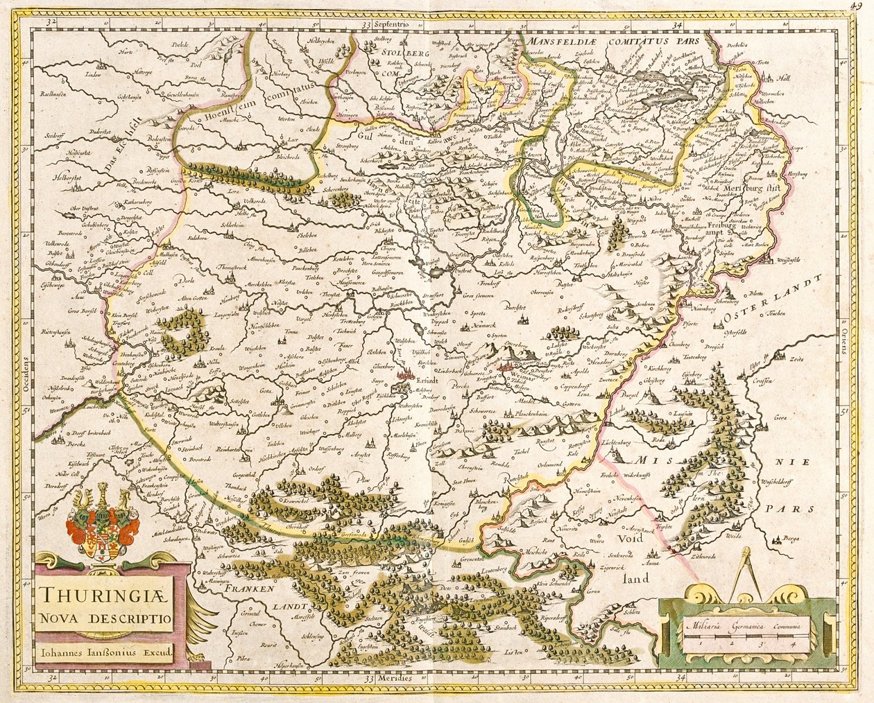 Kaart van Thüringen (Duitsland) door Frederick de Wit