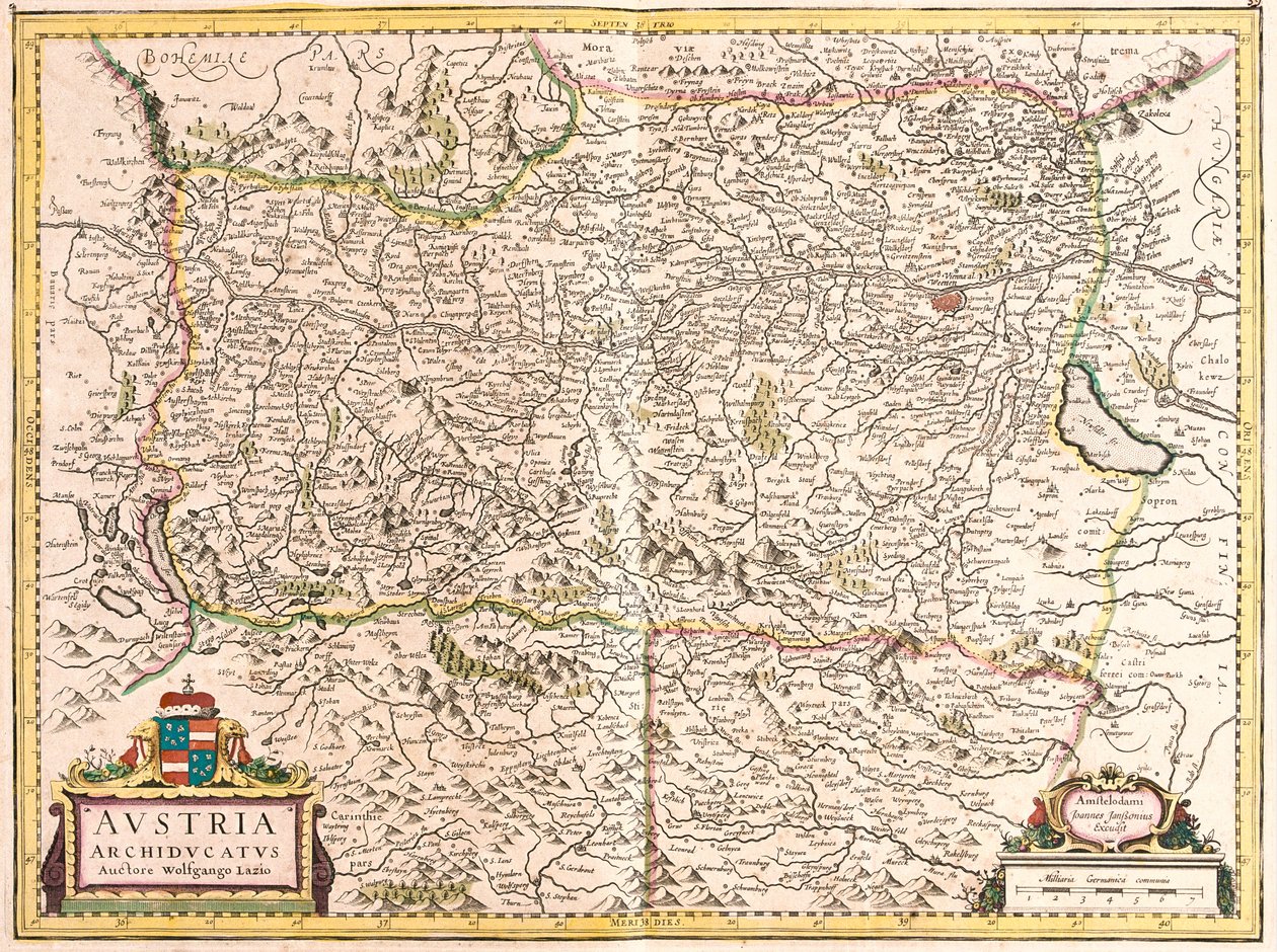 Kaart van het Aartshertogdom Oostenrijk door Frederick de Wit
