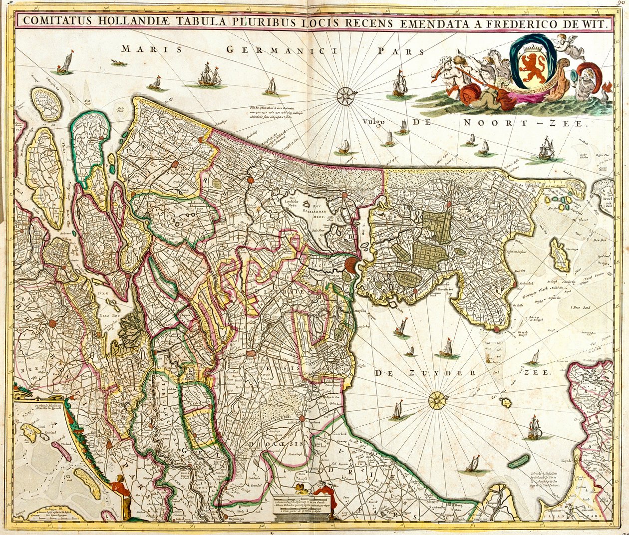 Kaart van het graafschap Holland (Nederland) door Frederick de Wit