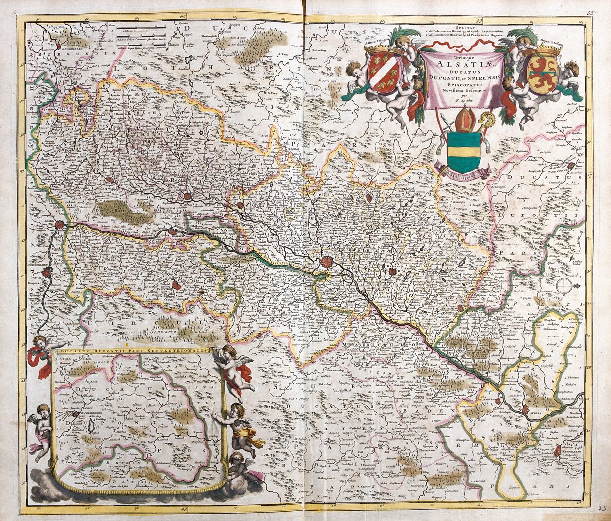 Kaart van het Hertogdom Elzas (Frankrijk) door Frederick de Wit