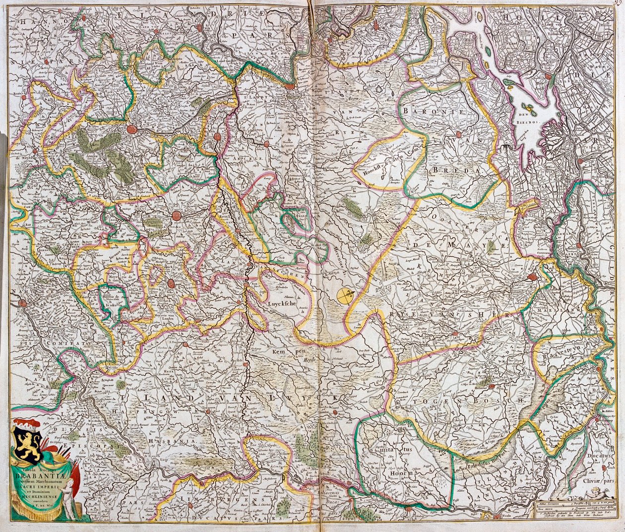 Kaart van het Hertogdom Brabant (België, Nederland) door Frederick de Wit