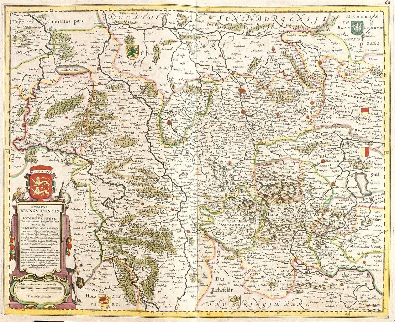 Kaart van het Hertogdom Brunswijk, Duitsland door Frederick de Wit