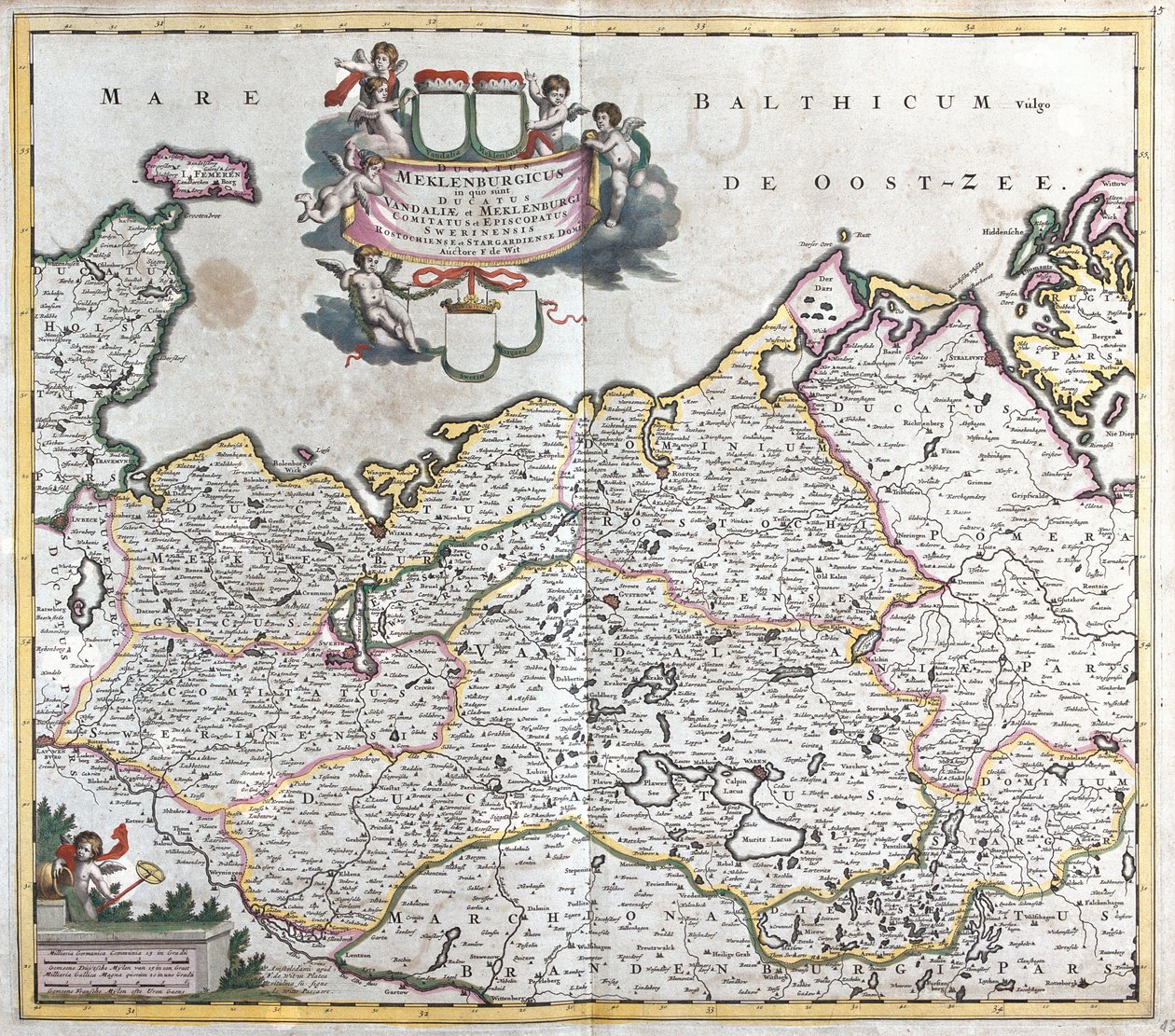 Kaart van het Hertogdom Mecklenburg Schwerin (Duitsland) door Frederick de Wit