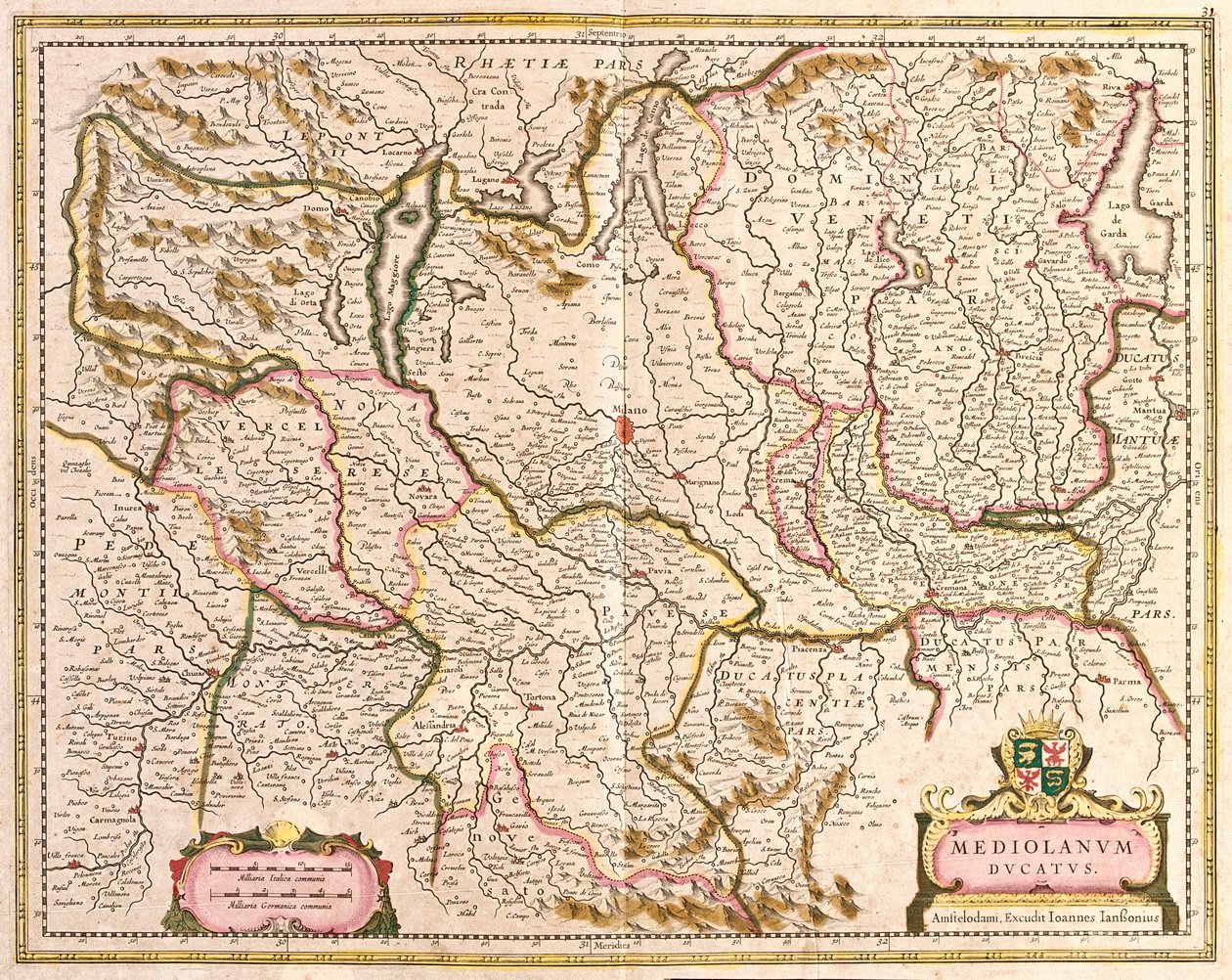 Kaart van het Hertogdom Milaan, Italië door Frederick de Wit