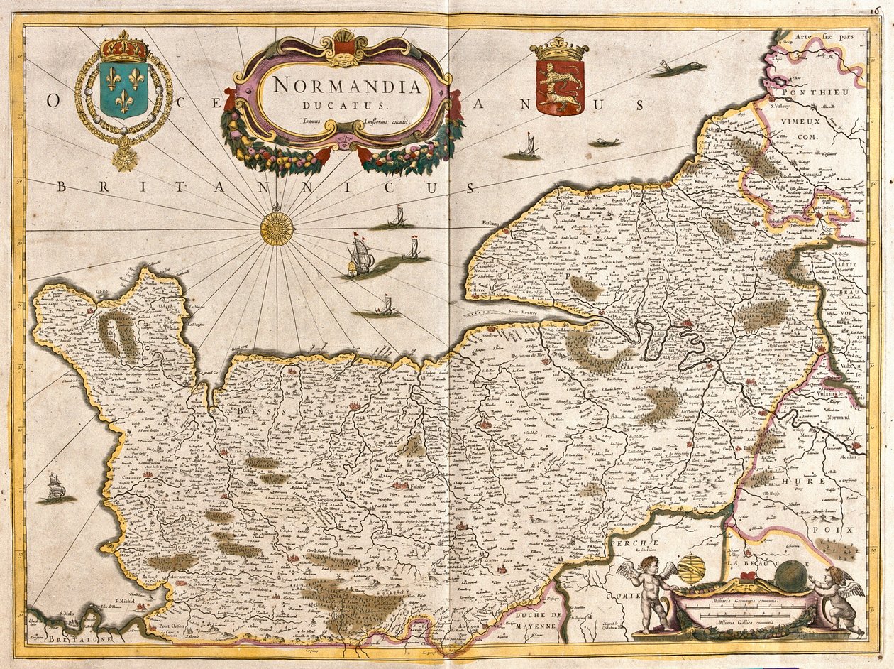 Kaart van het hertogdom Normandië (Frankrijk) door Frederick de Wit