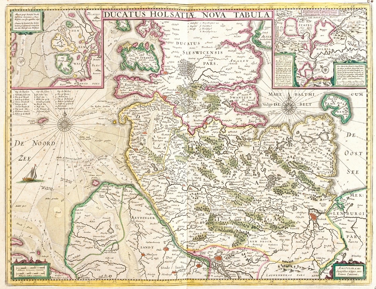 Kaart van het Hertogdom Holstein (Duitsland) door Frederick de Wit