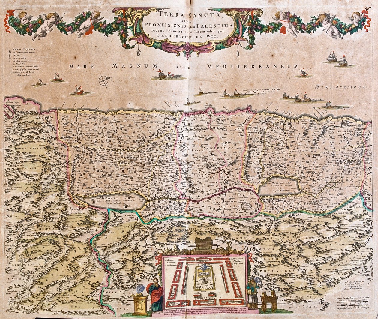 Kaart van het Heilige Land (Israël, Palestina) door Frederick de Wit