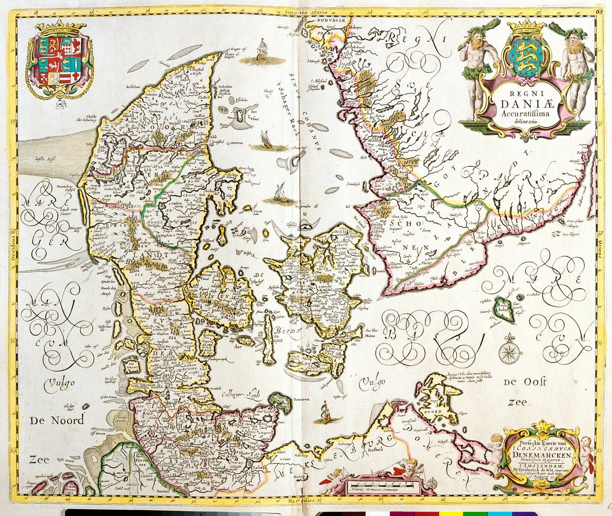 Kaart van het Koninkrijk Denemarken door Frederick de Wit