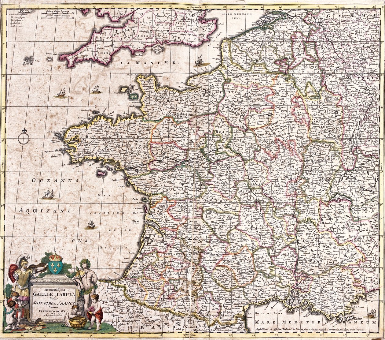 Kaart van het Koninkrijk Frankrijk door Frederick de Wit