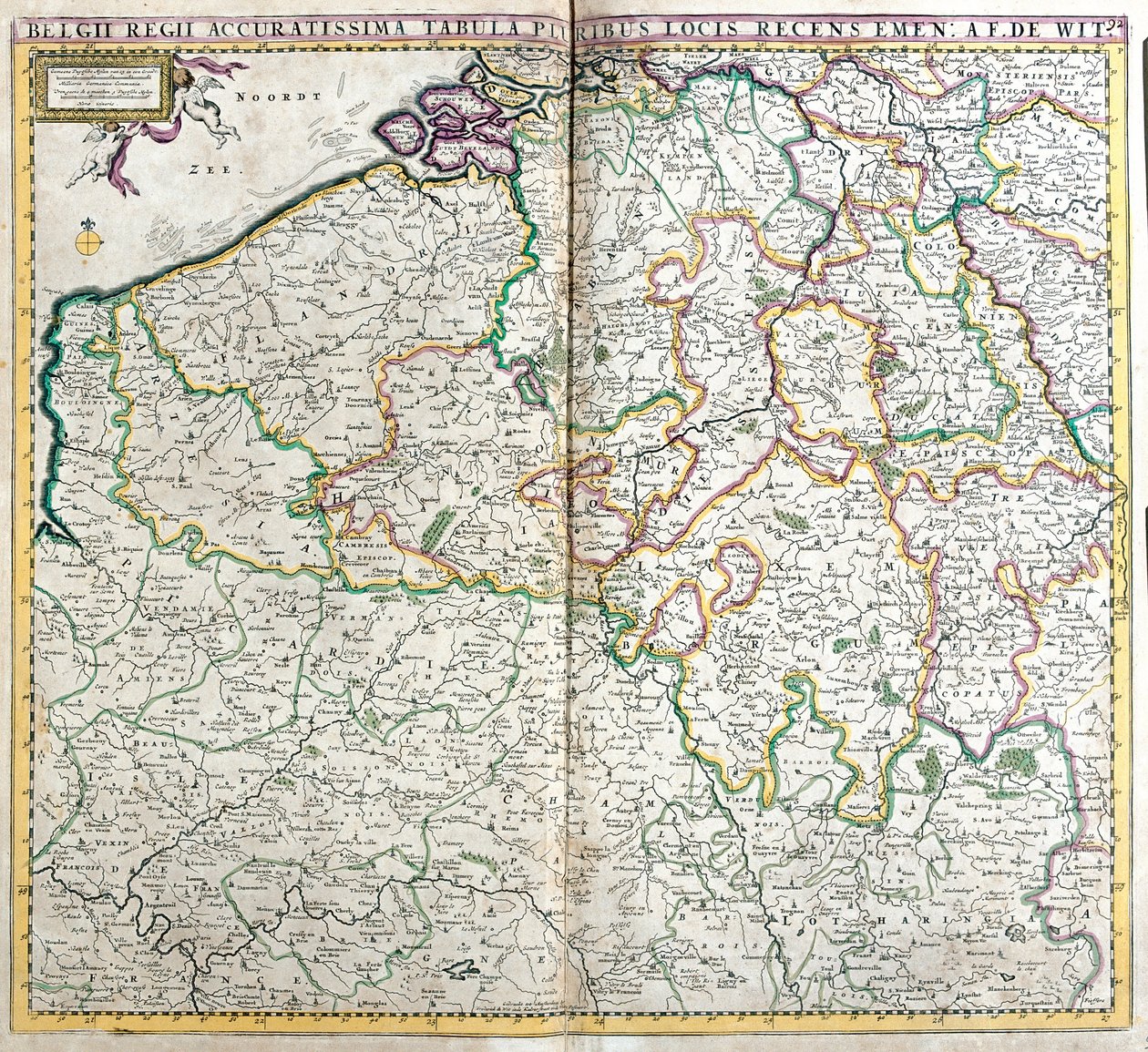 Kaart van het Koninkrijk der Nederlanden door Frederick de Wit