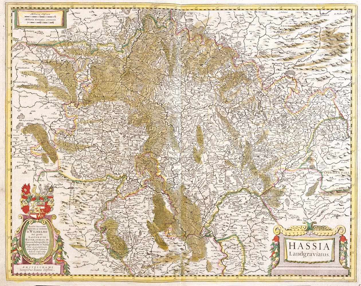 Kaart van het Landgraafschap Hessen (Duitsland) door Frederick de Wit
