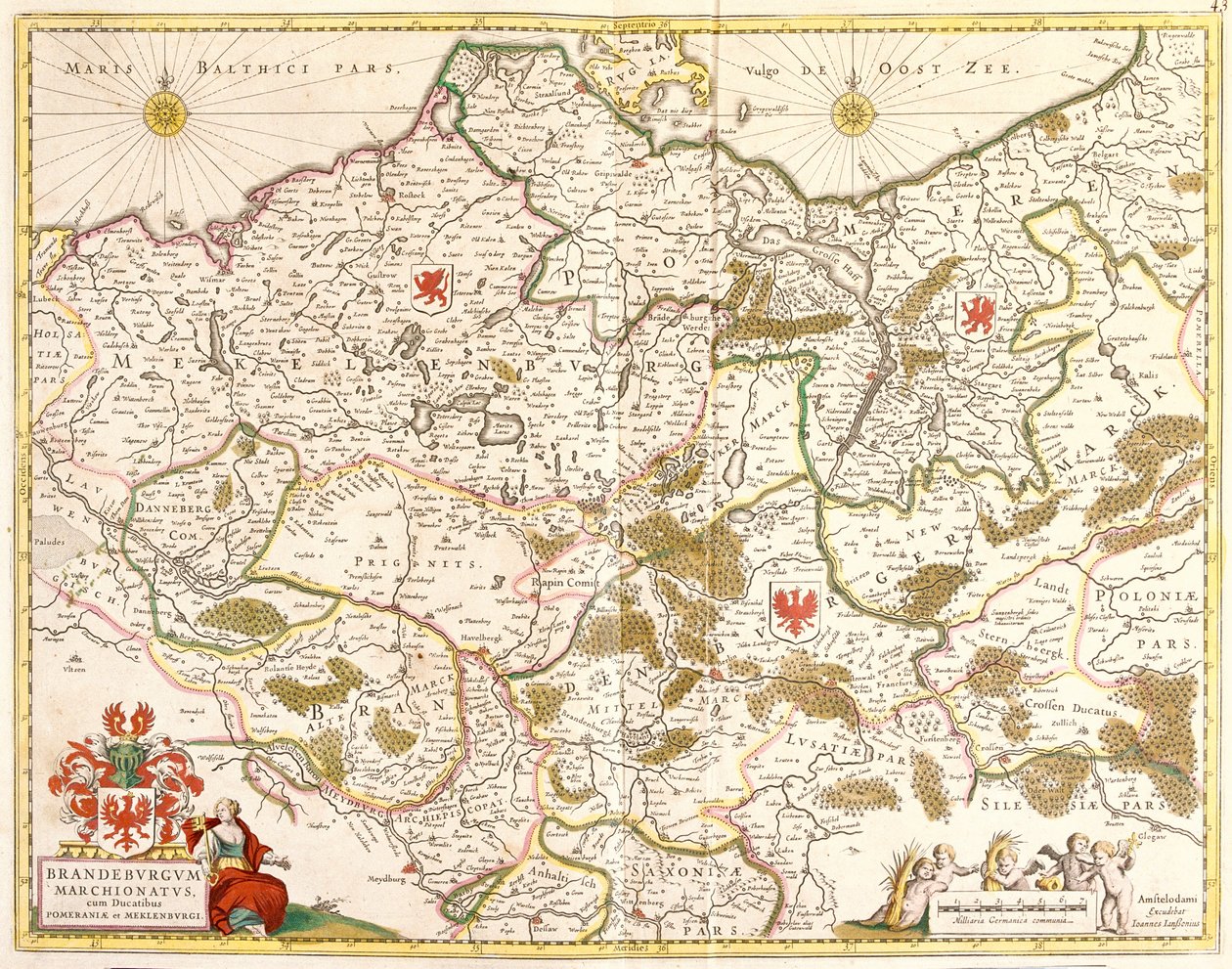 Kaart van het Markgraafschap Brandenburg (Duitsland) door Frederick de Wit
