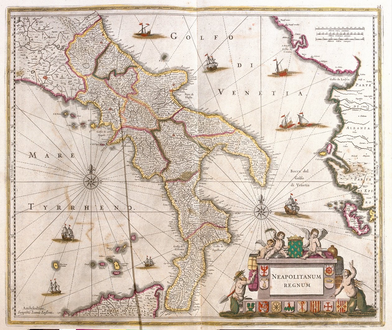 Kaart van het Koninkrijk Napels (Italië) door Frederick de Wit