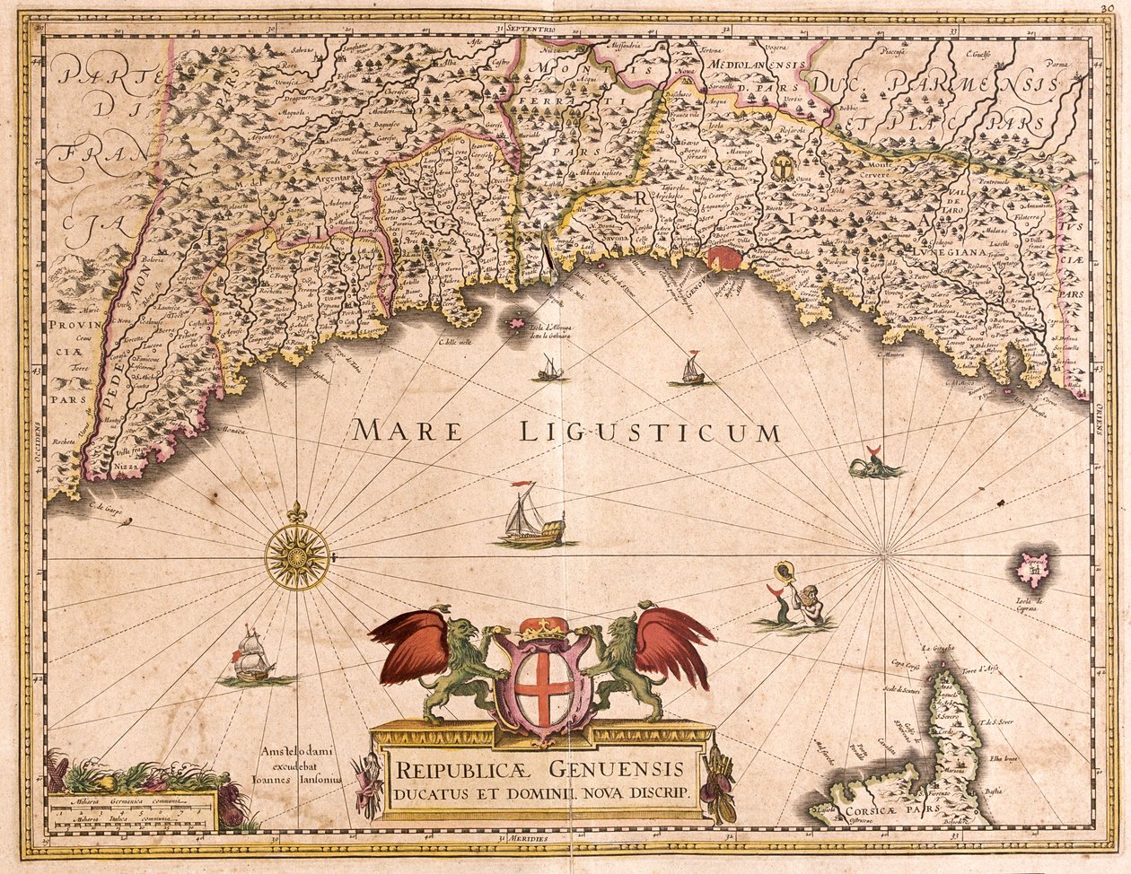 Kaart van de Republiek Genua, Italië door Frederick de Wit