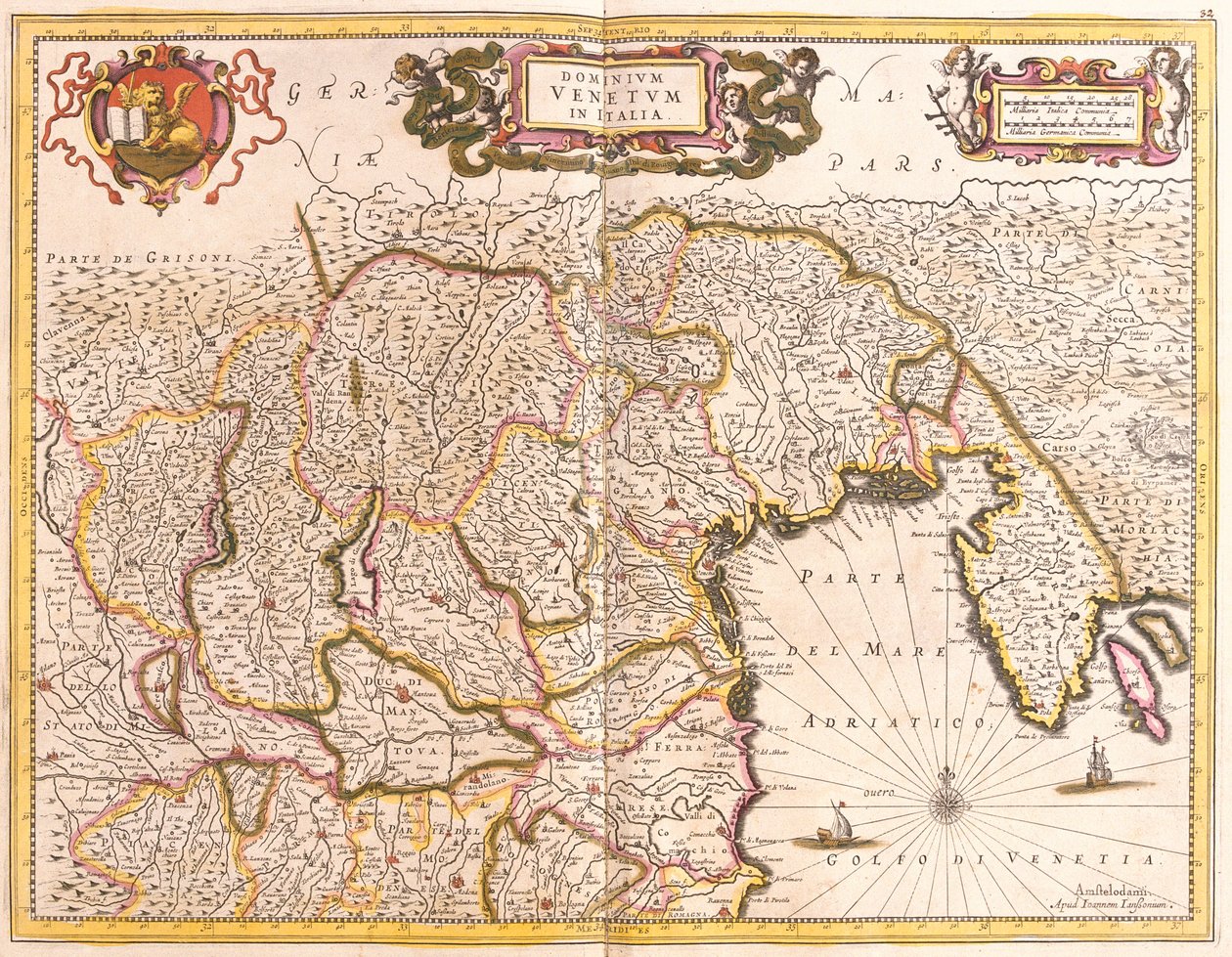 Kaart van de Venetiaanse gebieden in Italië door Frederick de Wit