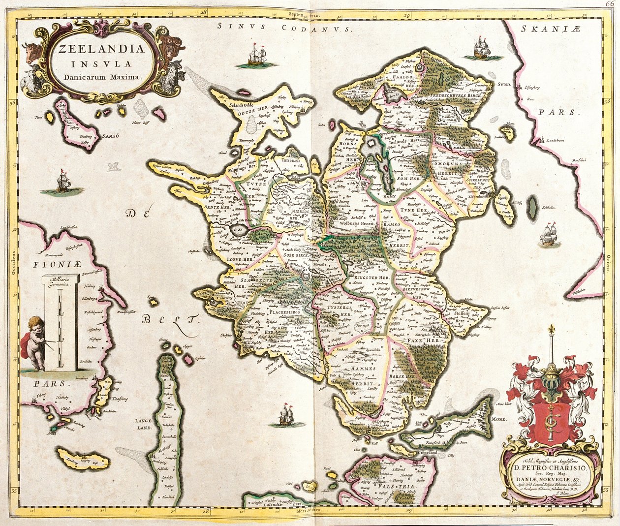 Kaart van het eiland Zeeland (Nederland) door Frederick de Wit