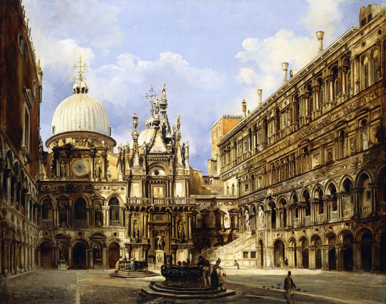 De Binnenplaats van het Dogepaleis, Venetië, 1841 door Frederico Moja