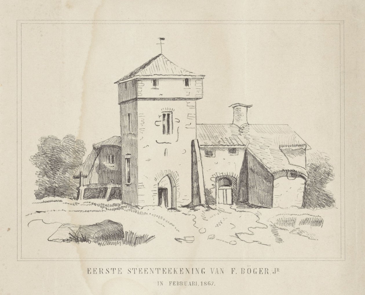 Een boerenhofstede door Frederik Böger