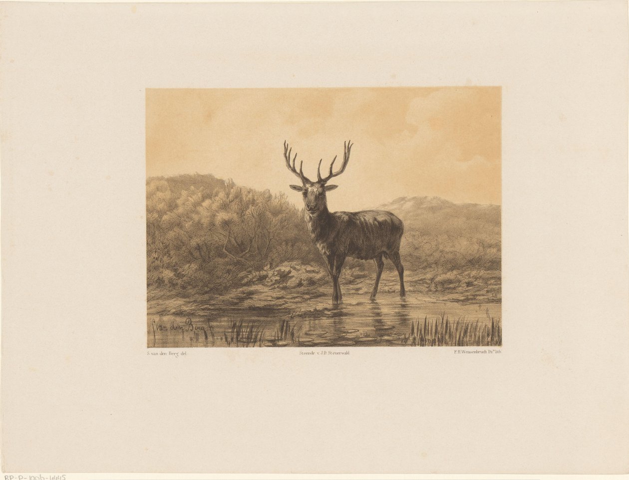 Hert in landschap door Frederik Hendrik Weissenbruch