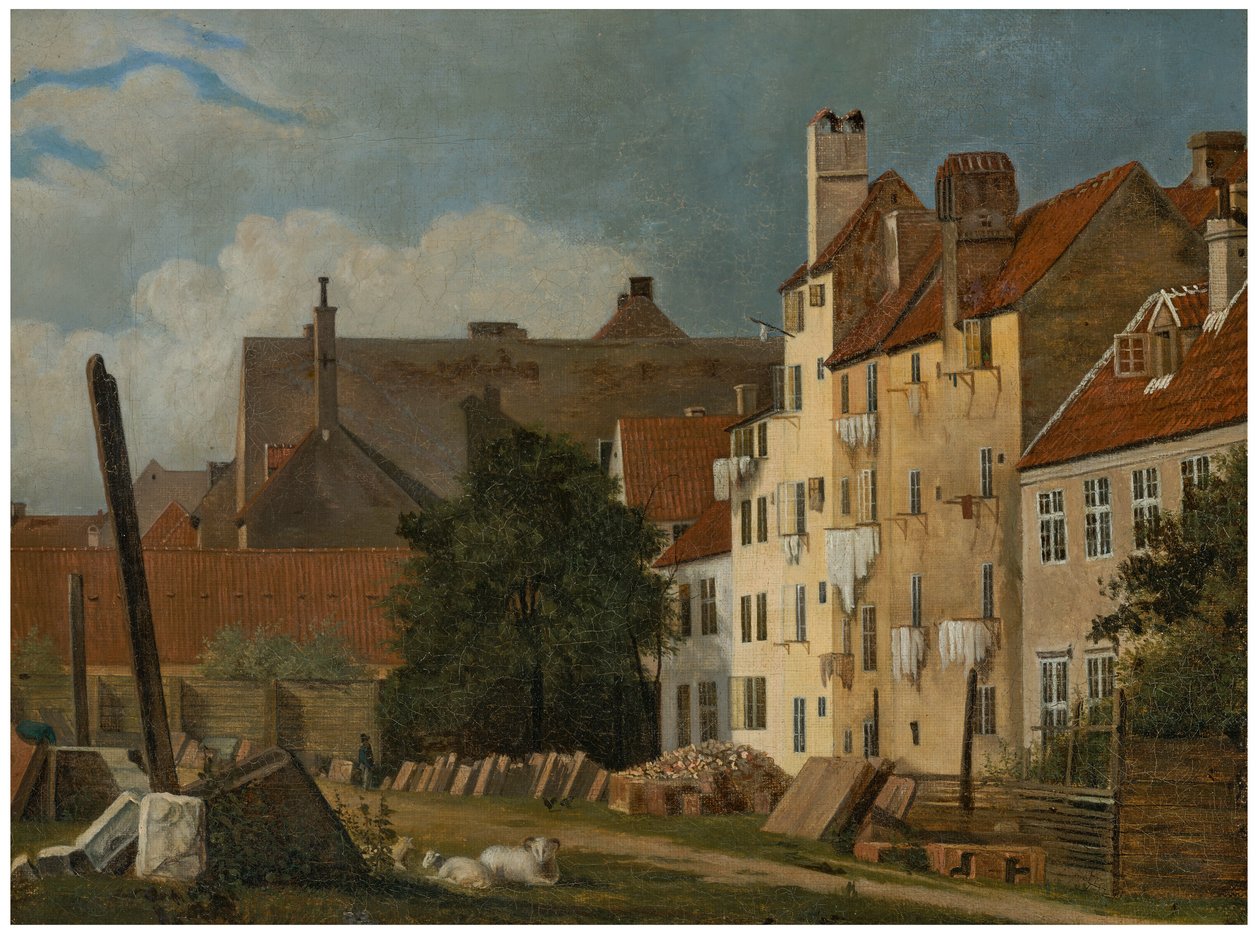 Uitzicht op Marmorpladsen, Kopenhagen (Deel van Marmorpladsen in Kopenhagen) door Frederik Sødring