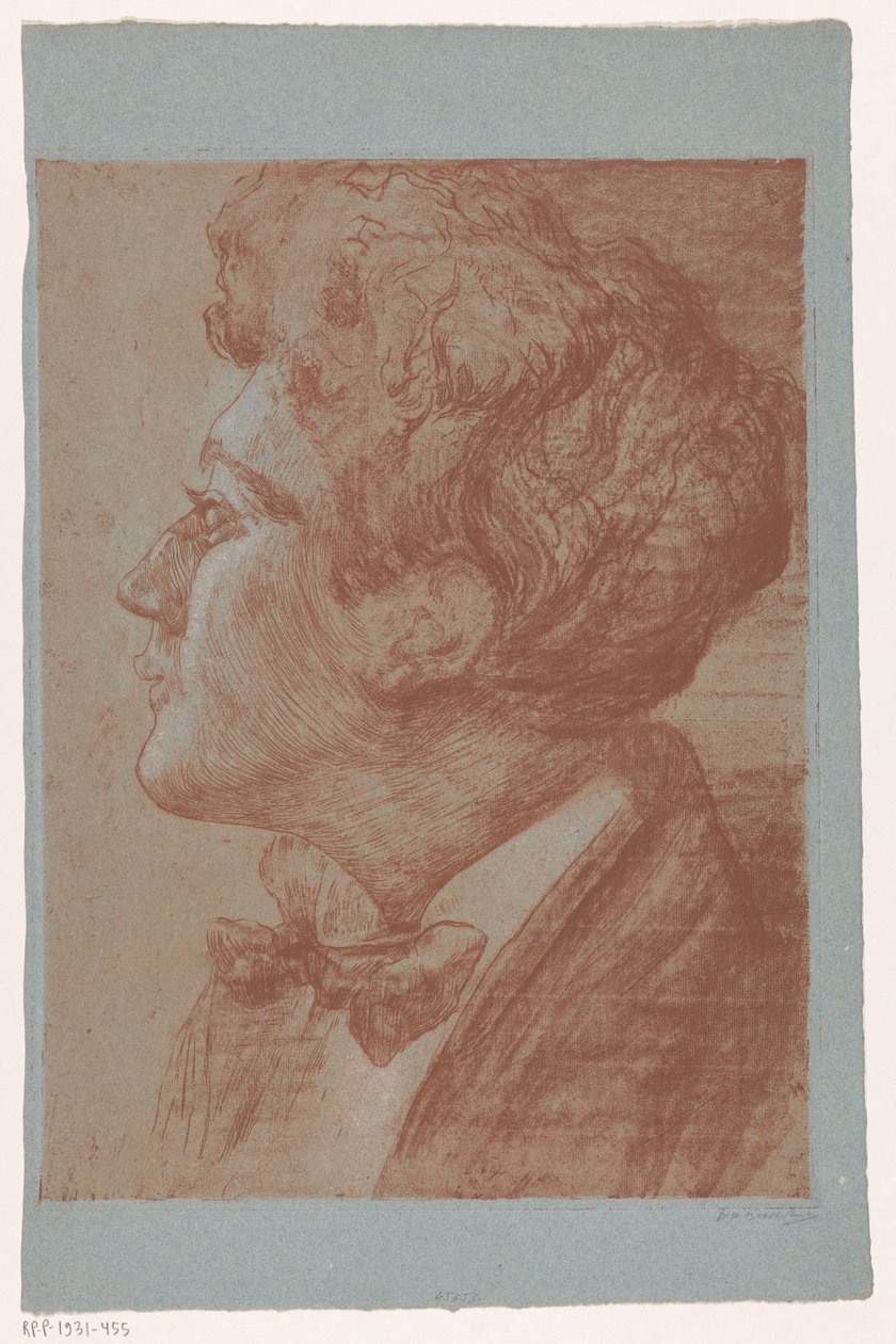 Portret van een onbekende man door Frederika Henriëtte Broeksmit (signed by artist)