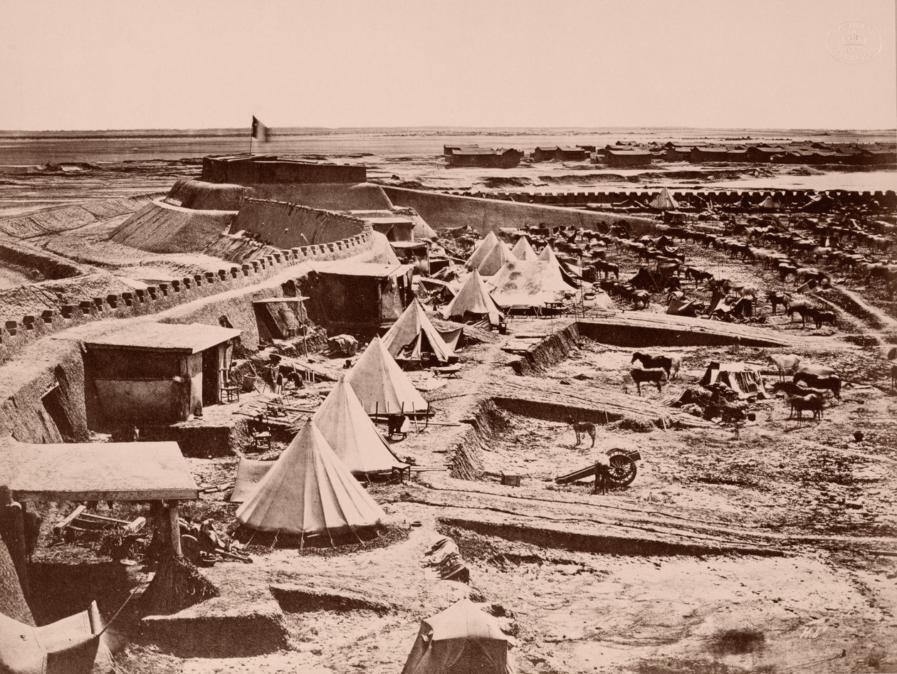 Een Frans paardenkamp tijdens de China-oorlog van 1860 door French Photographer