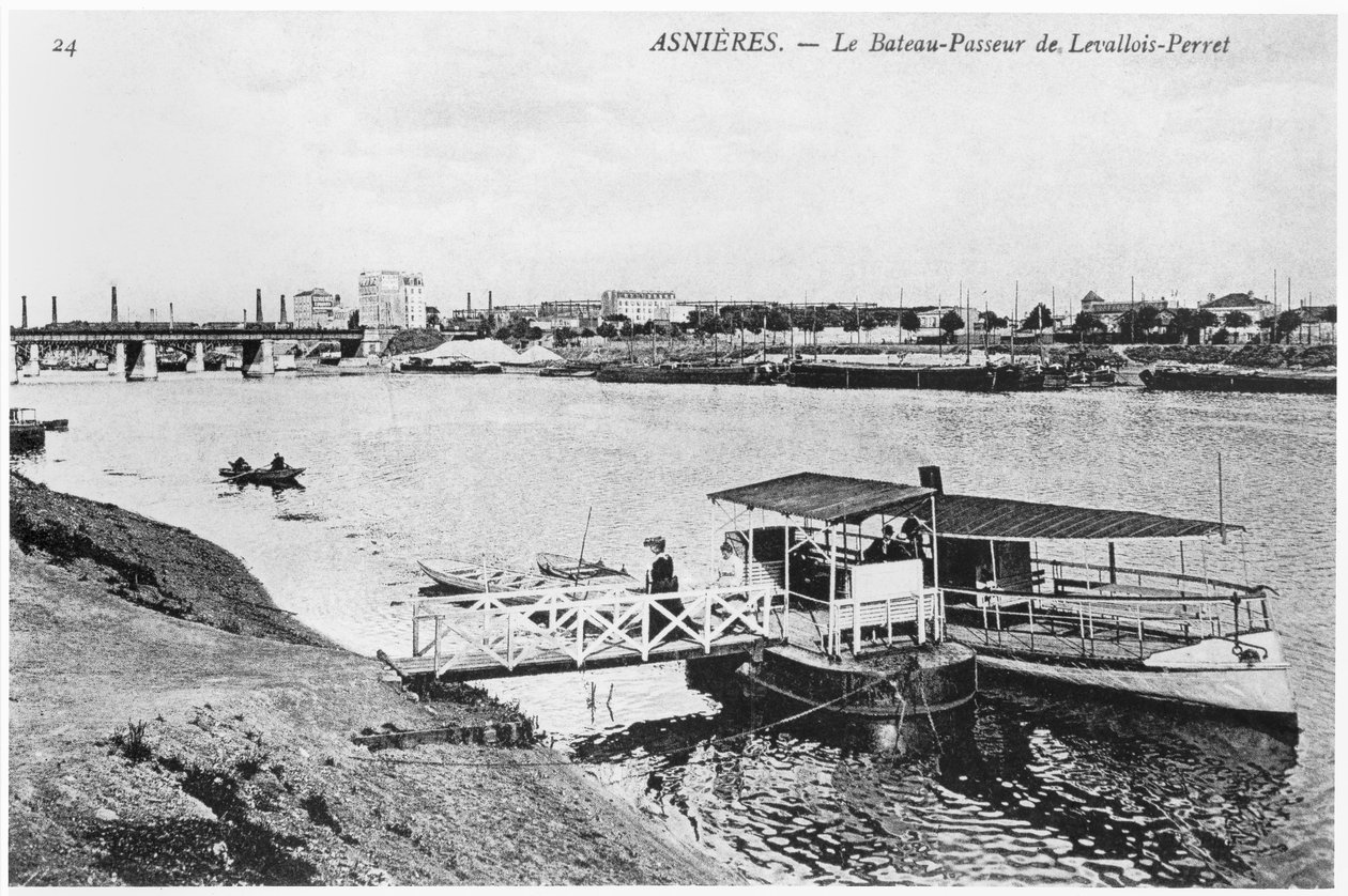 Asnieres, de veerboot bij Levallois-Perret, c.1900 door French Photographer