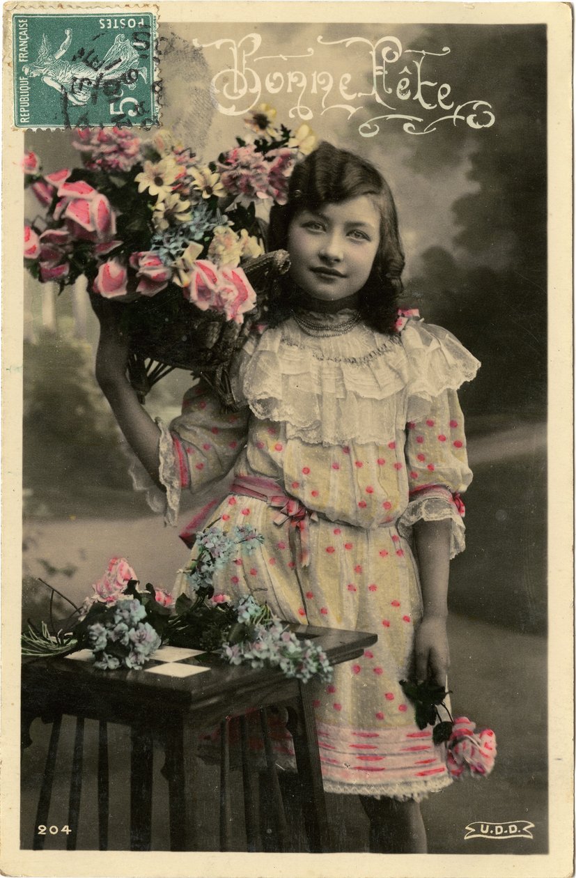 Bonne fête ansichtkaart, 1908 door French Photographer