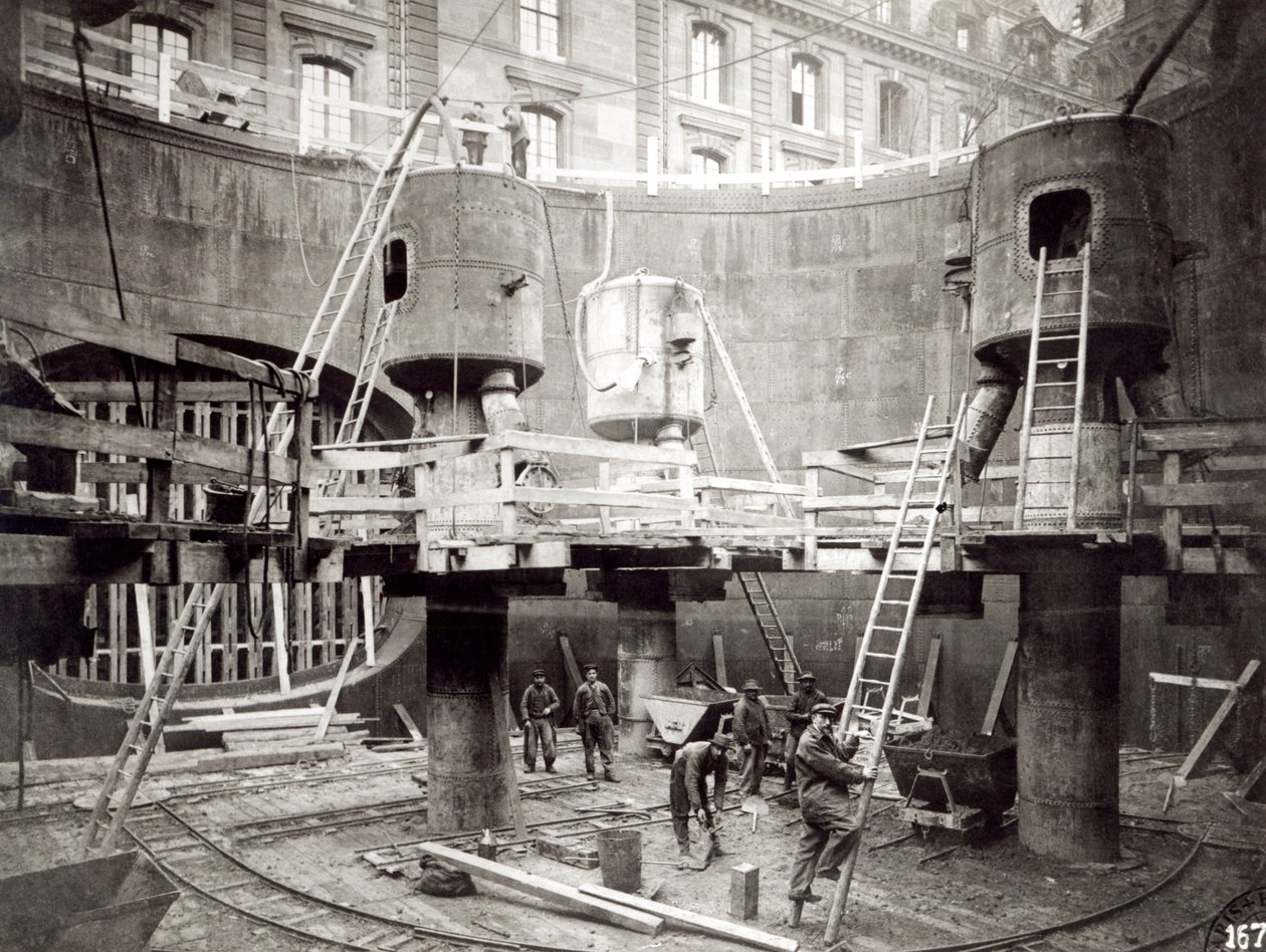 Aanleg van de Metro in Parijs, 18 januari 1907 door French Photographer