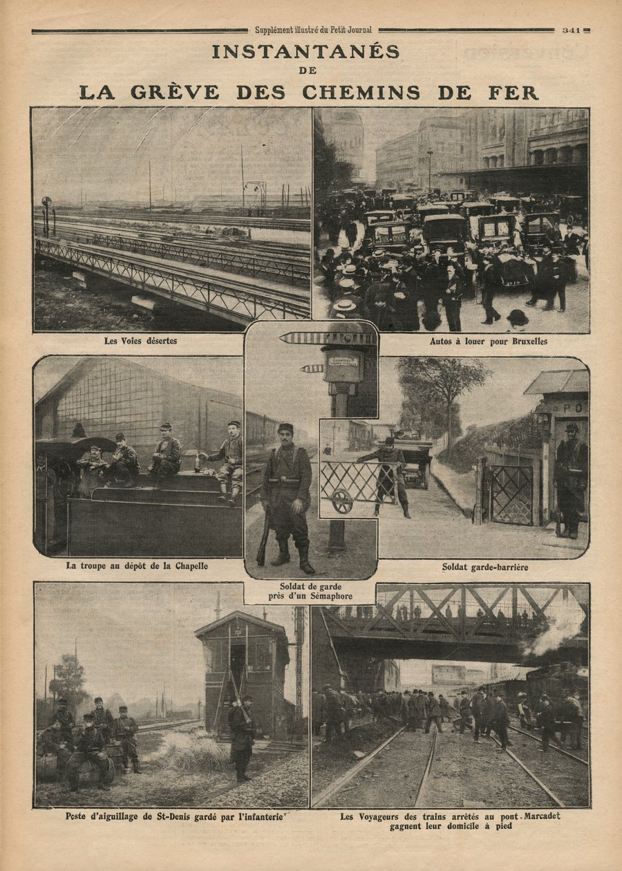 Momentopnamen van de spoorwegstaking, illustratie uit 