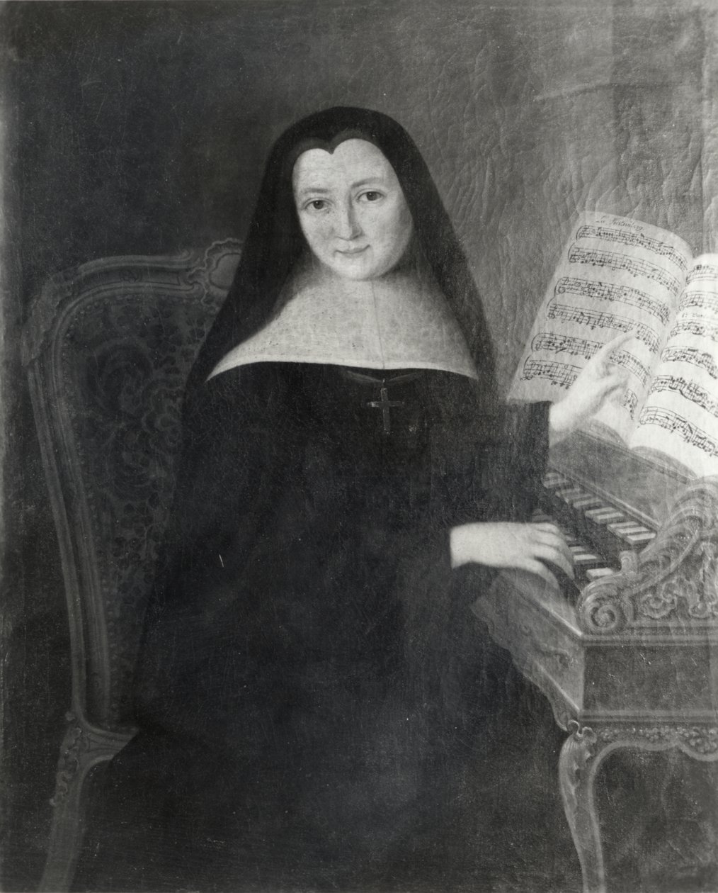 Een Non van de Abdij van Montmartre die het Klavecimbel Lesgeeft door French School