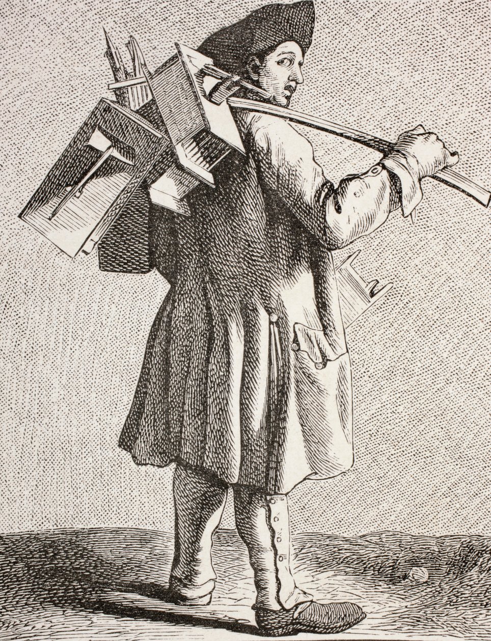 Een rattenvanger met zijn vallen in het 18e-eeuwse Parijs, 1875 door French School