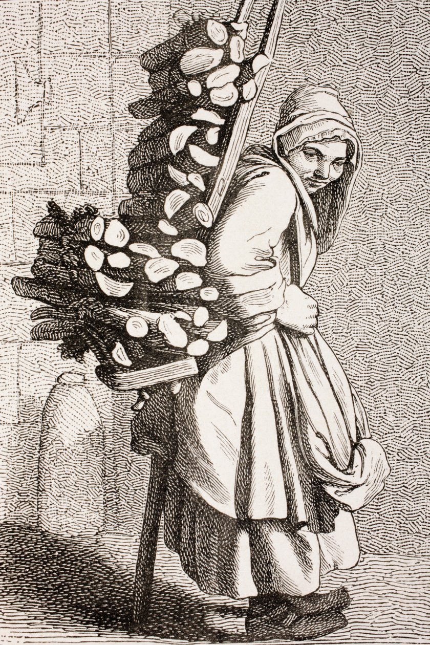 Een Vrouw die Brandhout Draagt om te Verkopen in 18e Eeuws Parijs, 1875 door French School