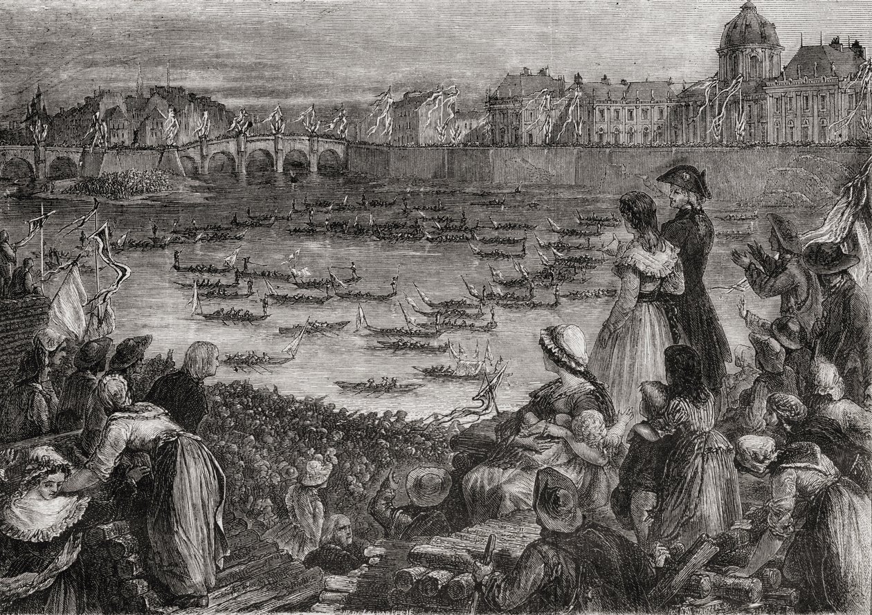 Een steekspel op het water bij de Champs de Mars, Parijs door French School