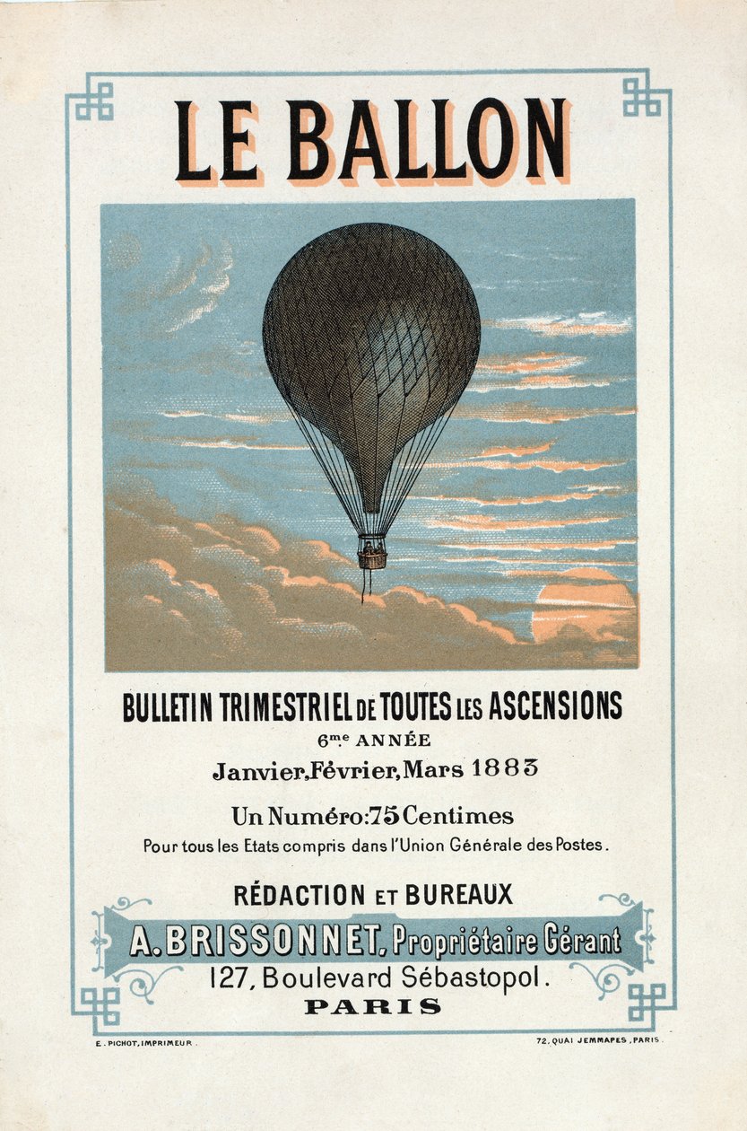 Advertentie voor Le Ballon, januari, februari, maart, 1883, uitgegeven 1883 door French School