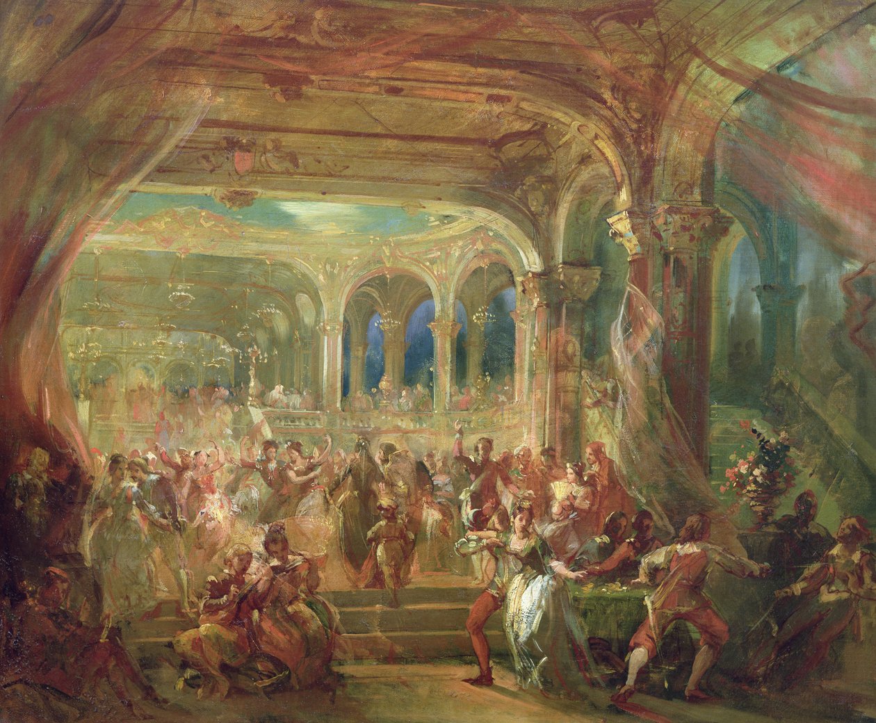 Bal in de Opera de Paris tijdens het Tweede Keizerrijk door French School