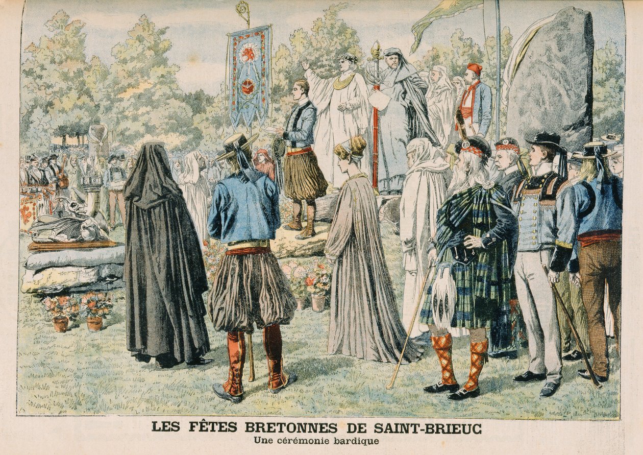 Bardische ceremonie in Saint-Brieuc, Bretagne, illustratie uit 