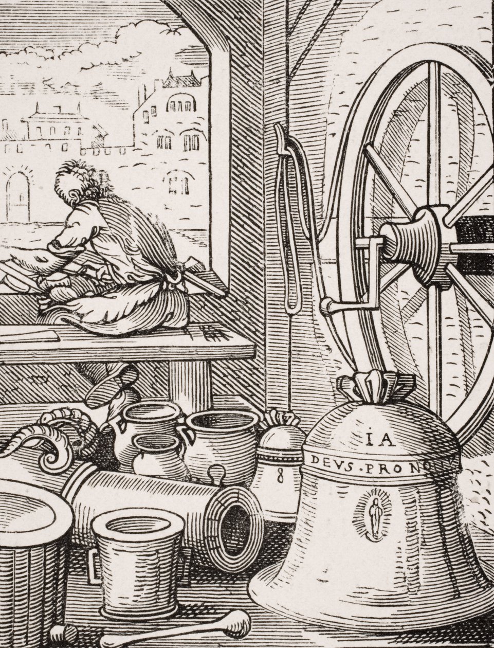 Klok- en kanonmeester, reproductie van een houtsnede door Jost Amman (1539-91) uit 