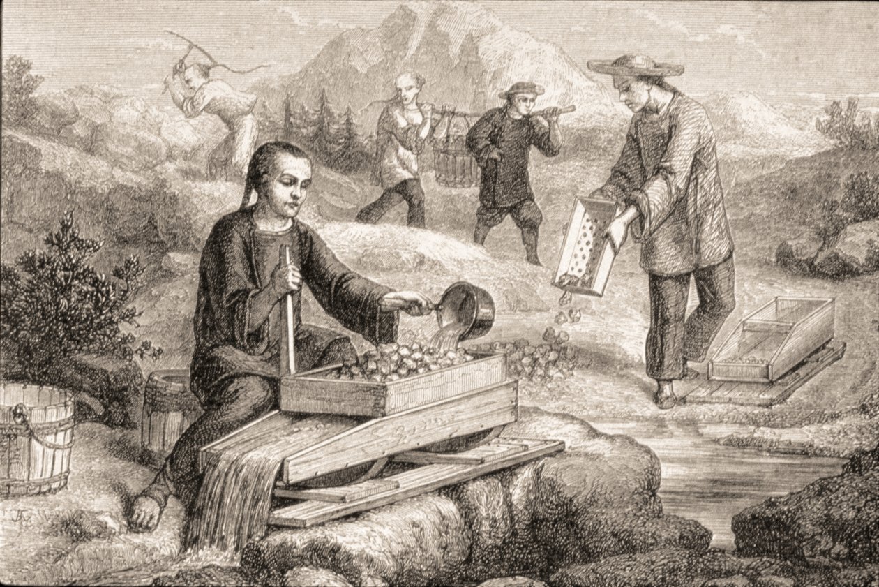 Californische goudzoektocht in de jaren 1860 door French School