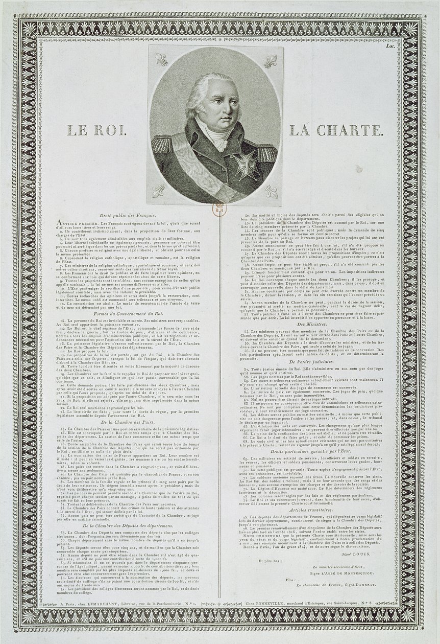 Handvest van Lodewijk XVIII, 1814 door French School