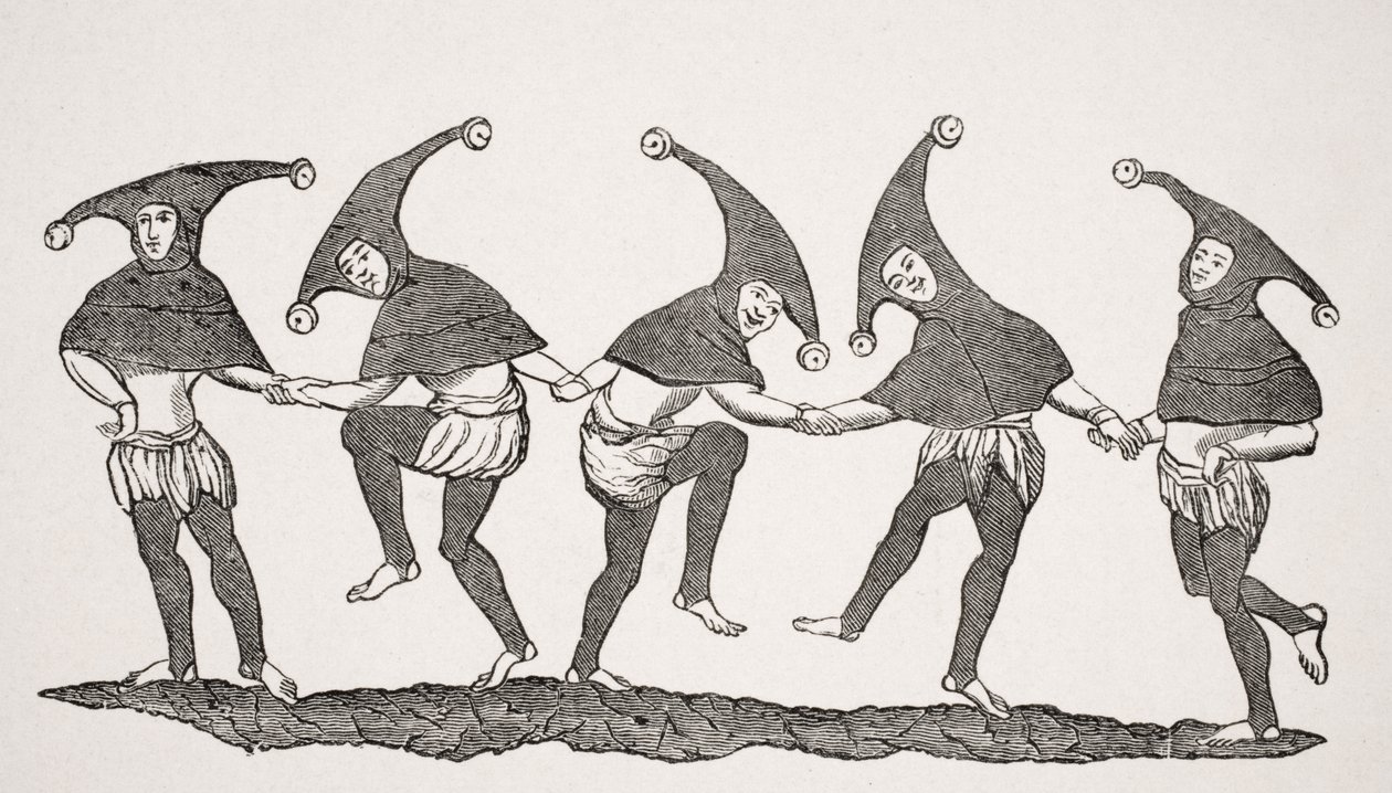 Dans van Dwazen, reproductie van een miniatuur in een 13e-eeuws manuscript, uit 